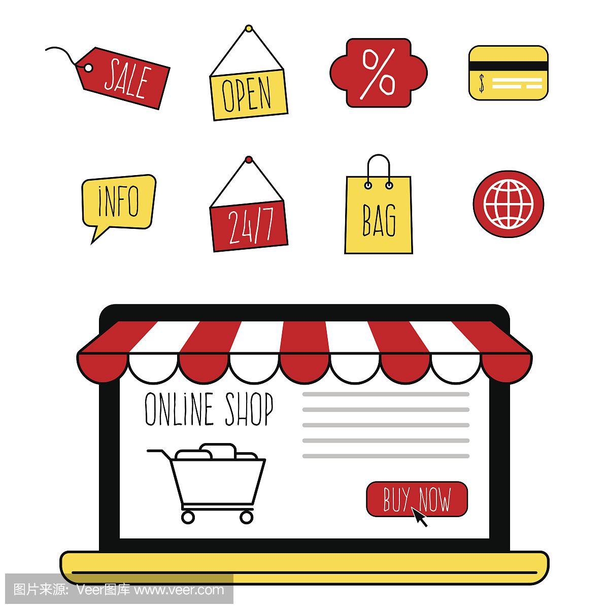 笔记本电脑网上商店,购物,销售,购买产品。